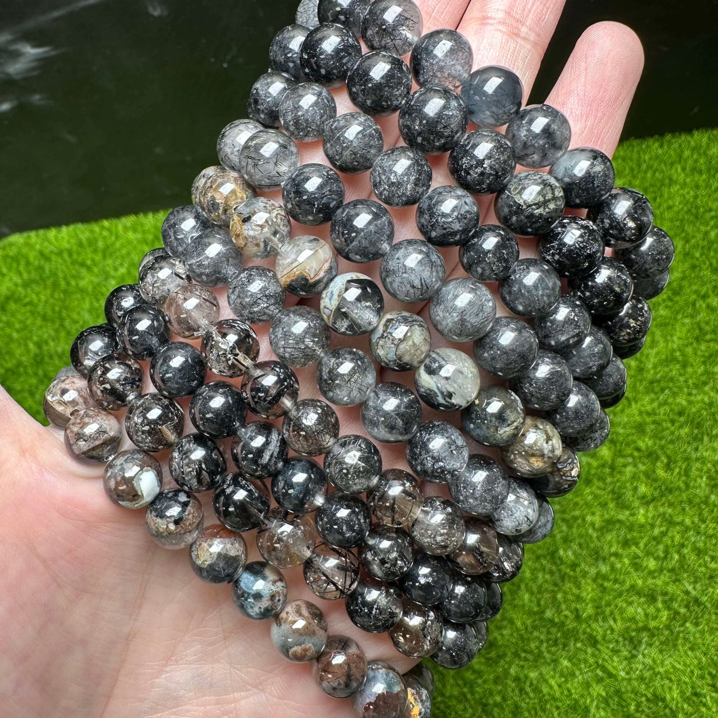 甜甜 髮晶與蛋白石共生手串