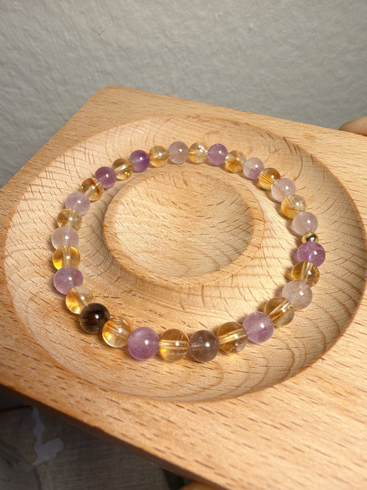 紫耀金運 紫超七 x 黃水晶 手串