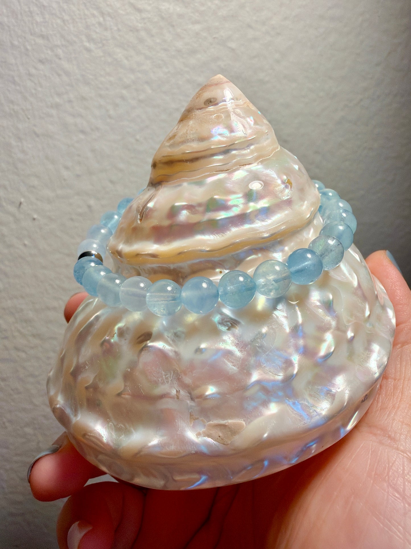 高階天然冰透海藍寶 7mm 手串