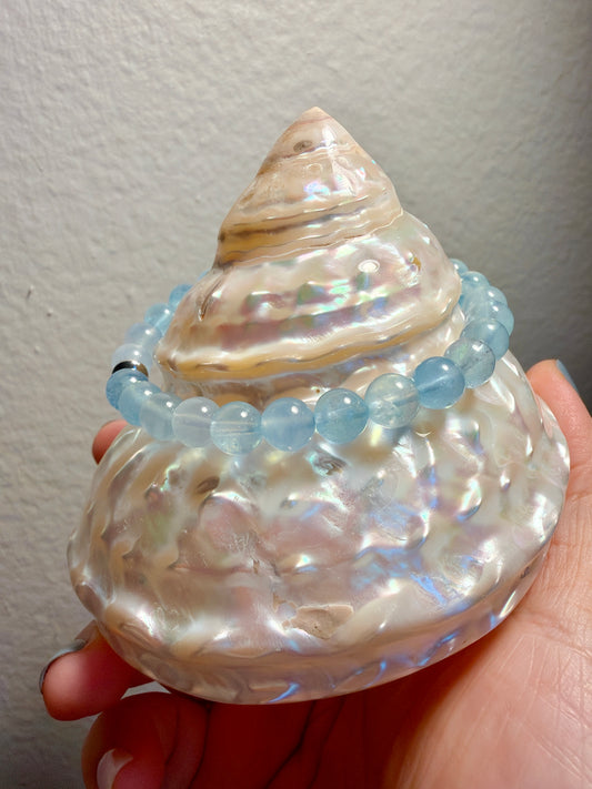 高階天然冰透海藍寶 7mm 手串